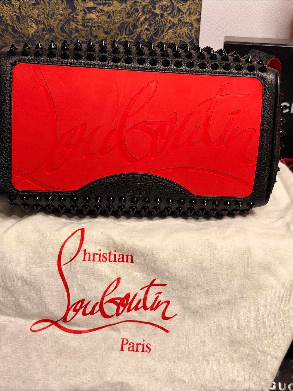 Christian Louboutin Men's Blaster Spiked Leather Travel Toiletry Bag - Picture 3 of 14